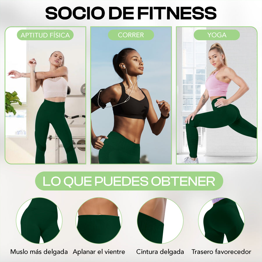 Leggings Deportivos Mujer Levanta Glúteos Sin Costuras · Cintura Alta · CH a XG color Verde
