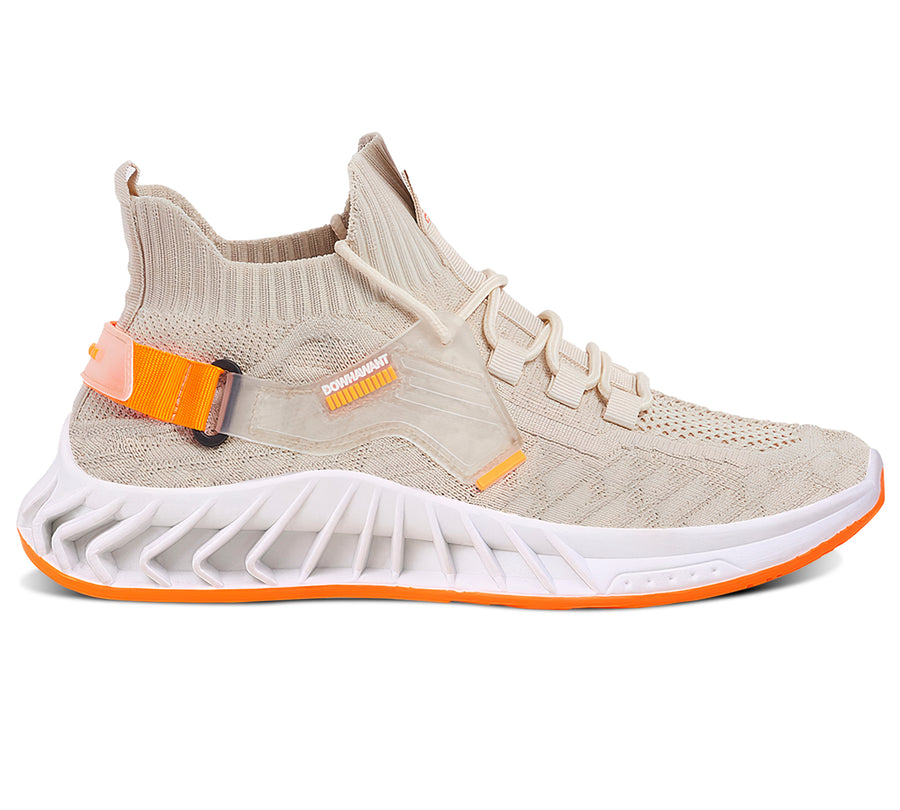 Tenis Hombre tipo Calcetín Transpirables · Suela Gruesa Amortiguada · Tallas 40 y 43 color Beige