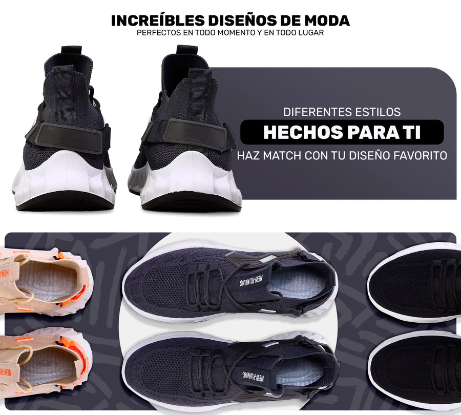 Tenis Hombre tipo Calcetín Transpirables · Suela Gruesa Amortiguada · Tallas 40 y 43 color Gris Oxford