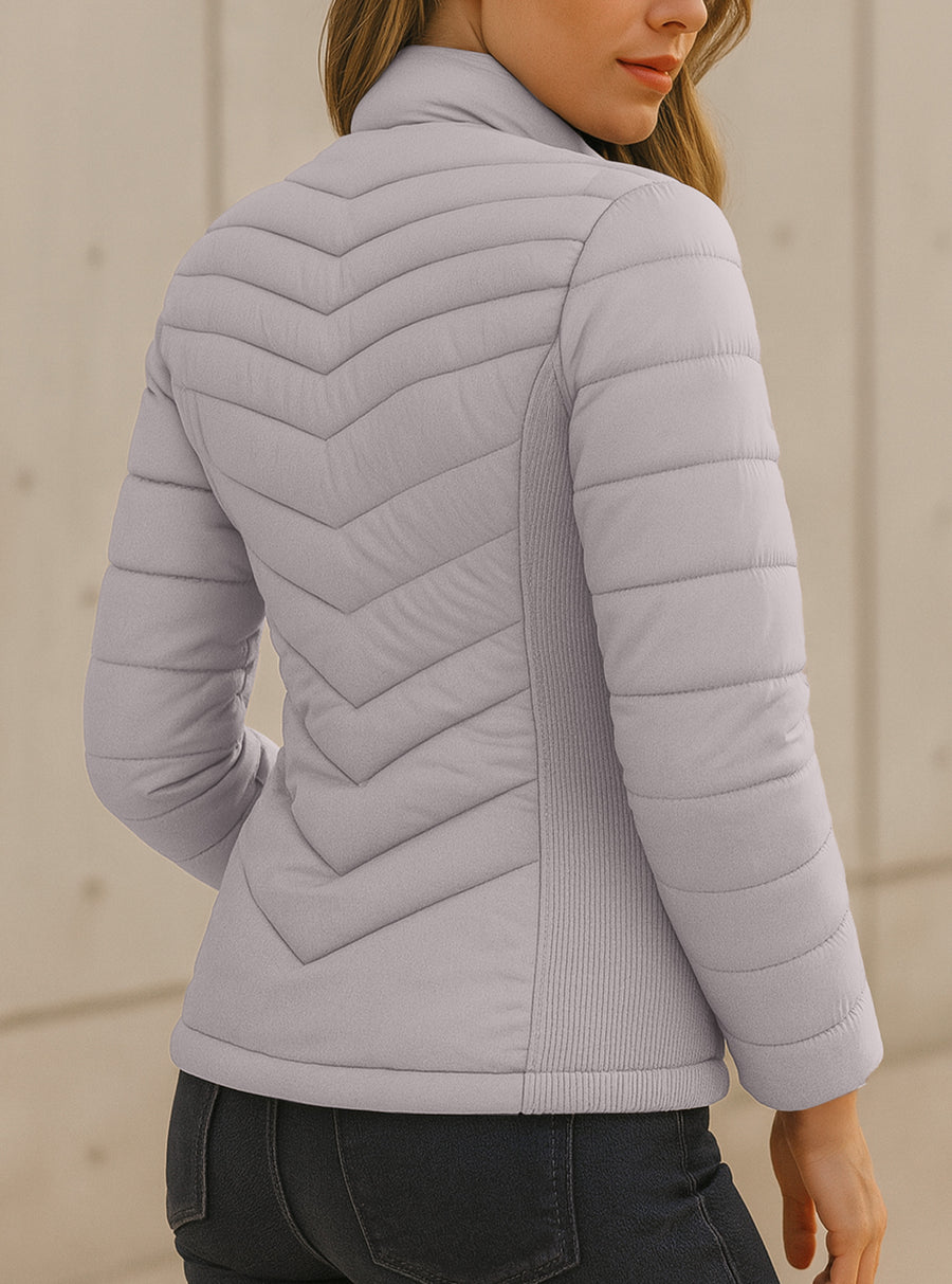 Chamarra Acolchada Mujer Ligera e Impermeable · Cuello Alto color Rosa