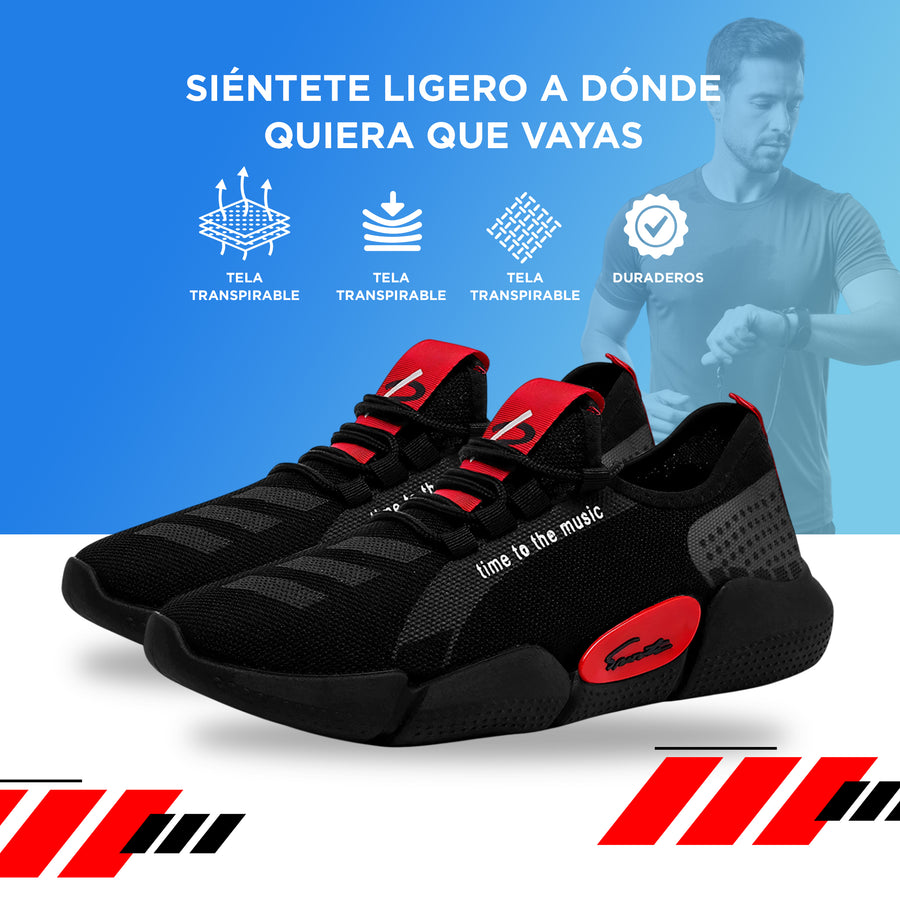 Tenis Deportivos Unisex de Malla Transpirable · Suela Ligera Antiderrapante · Tallas 39, 40 y 44 color Negro