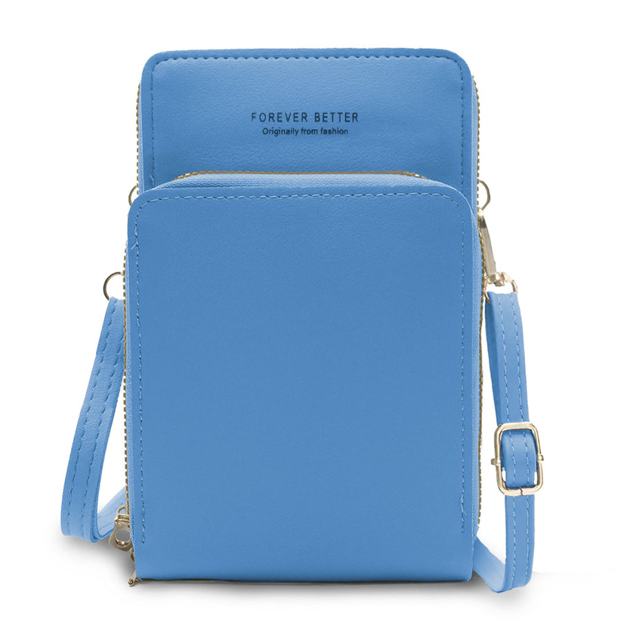 Bolsa Crossbody para Celular Mujer con Cierre y Correa Ajustable 18 × 10.5 cm color Azul