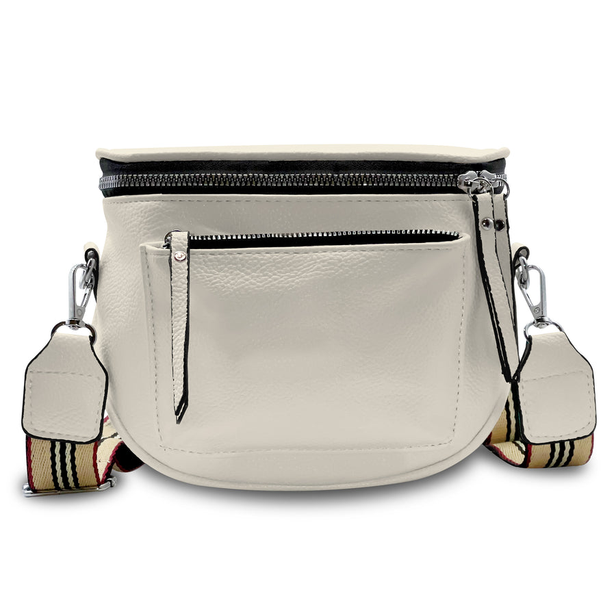 Bolsa Cruzada Mujer de Piel Sintética · Correa Ancha Ajustable 80 a 140 cm · 25 × 20 cm color Blanco