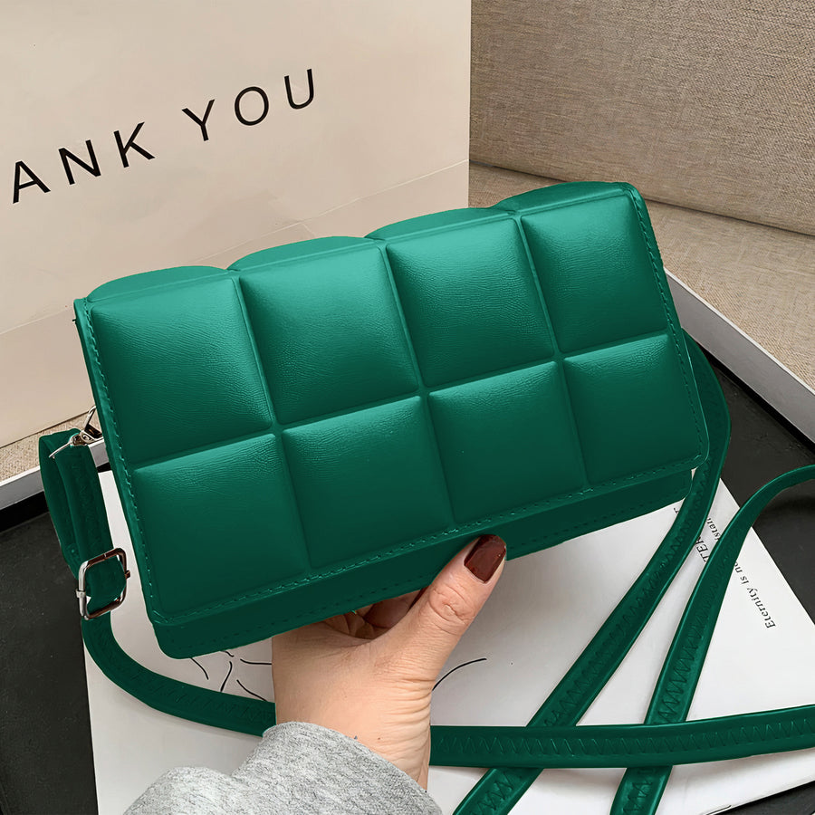 Bolsa Crossbody Mujer Acolchada con Broche Magnético 20.5 × 12.5 cm color Verde