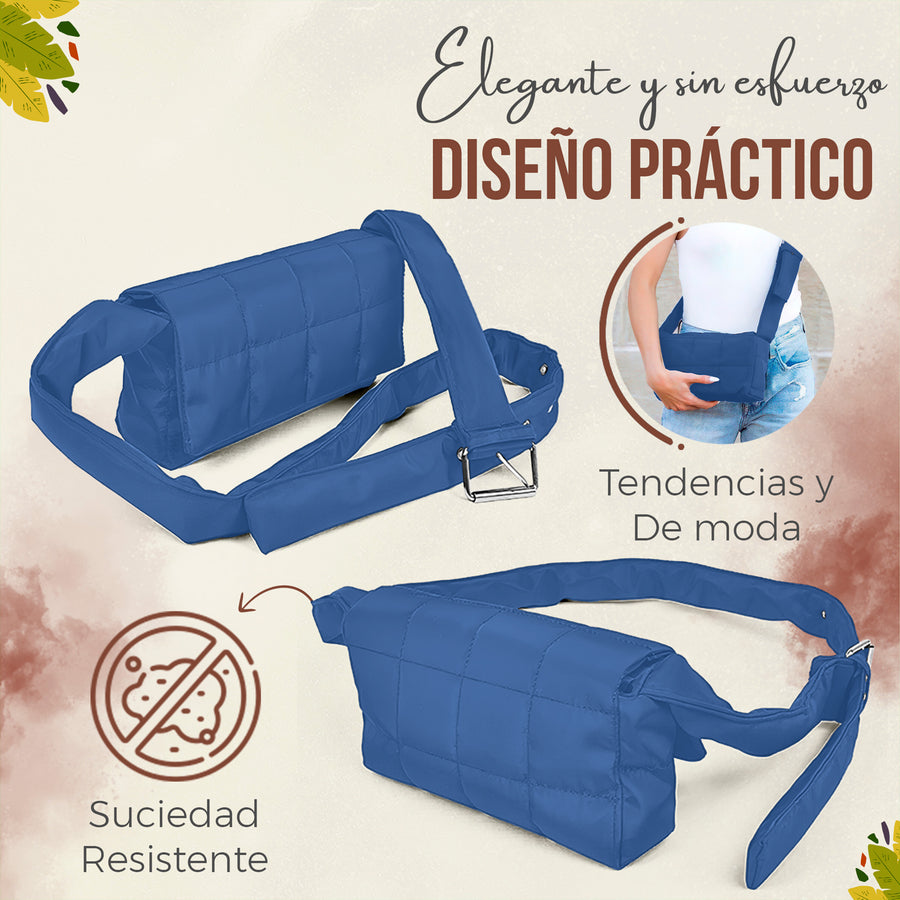 Bolso de Hombro Acolchado Mujer · Correa Ancha Ajustable · Gran Capacidad color Azul