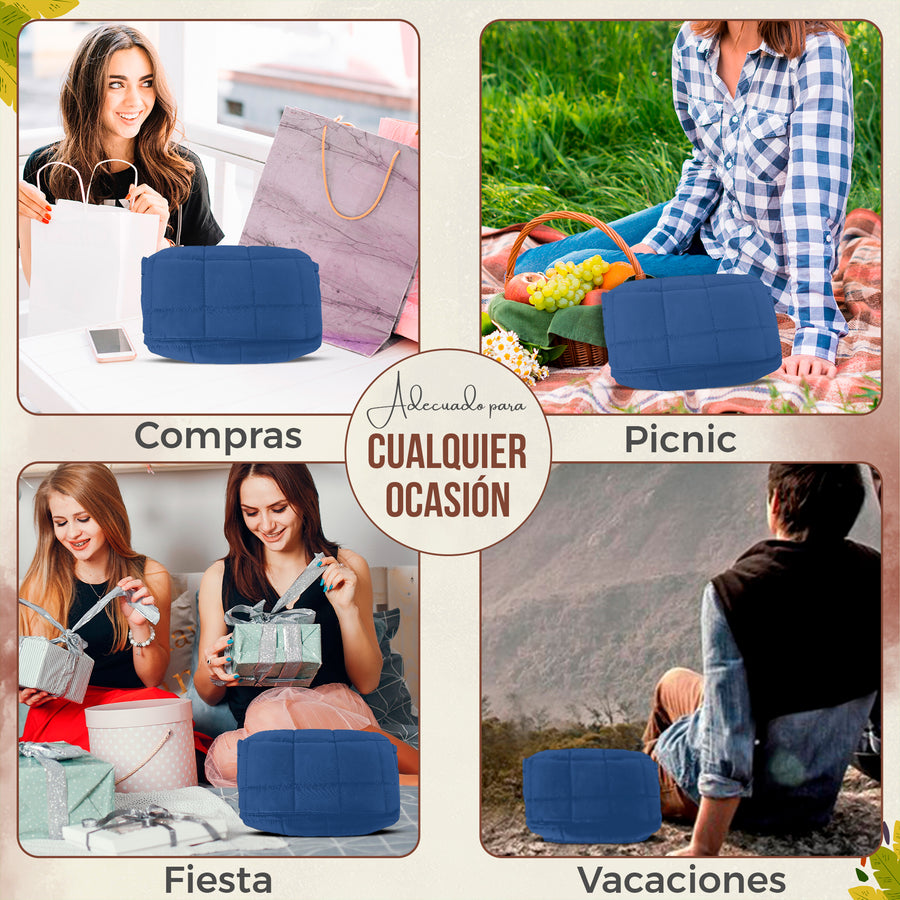 Bolso de Hombro Acolchado Mujer · Correa Ancha Ajustable · Gran Capacidad color Azul