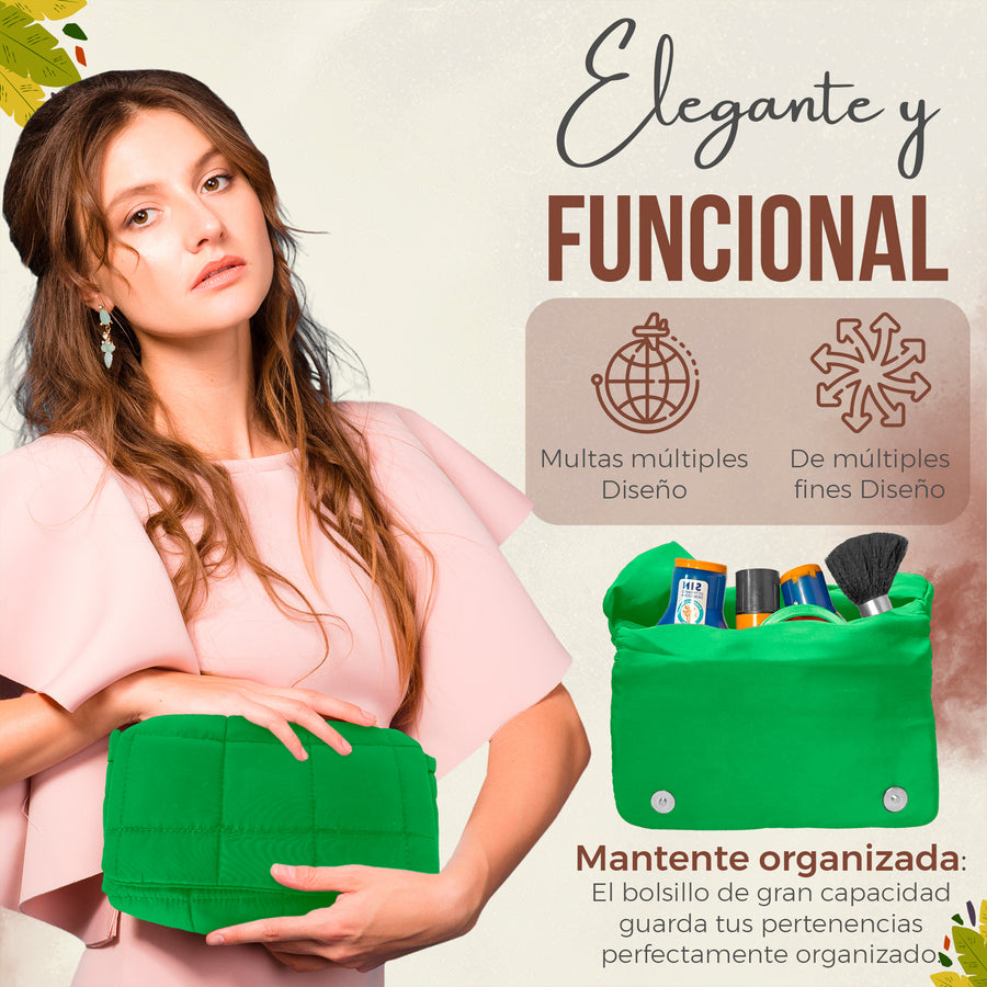 Bolso de Hombro Acolchado Mujer · Correa Ancha Ajustable · Gran Capacidad color Verde