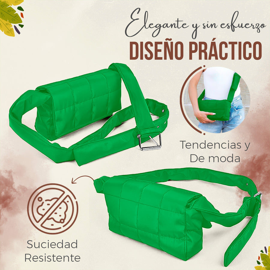 Bolso de Hombro Acolchado Mujer · Correa Ancha Ajustable · Gran Capacidad color Verde