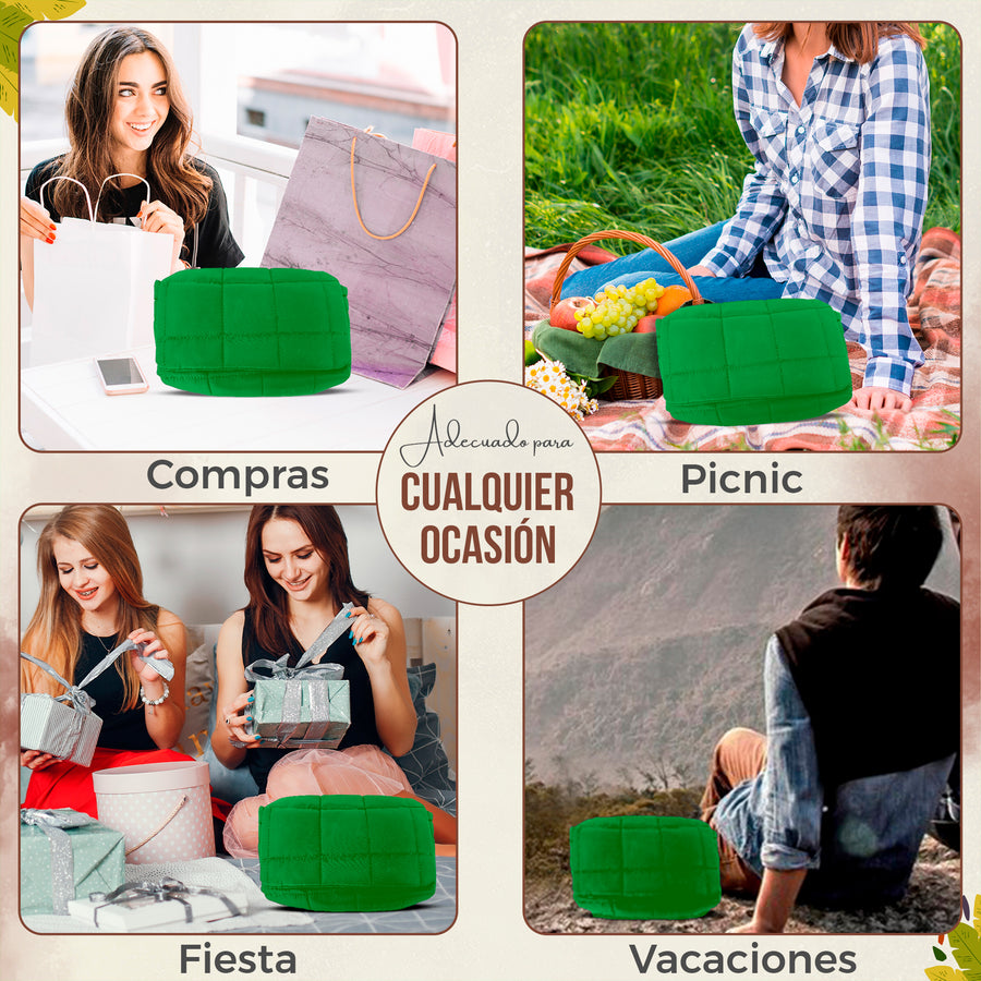 Bolso de Hombro Acolchado Mujer · Correa Ancha Ajustable · Gran Capacidad color Verde