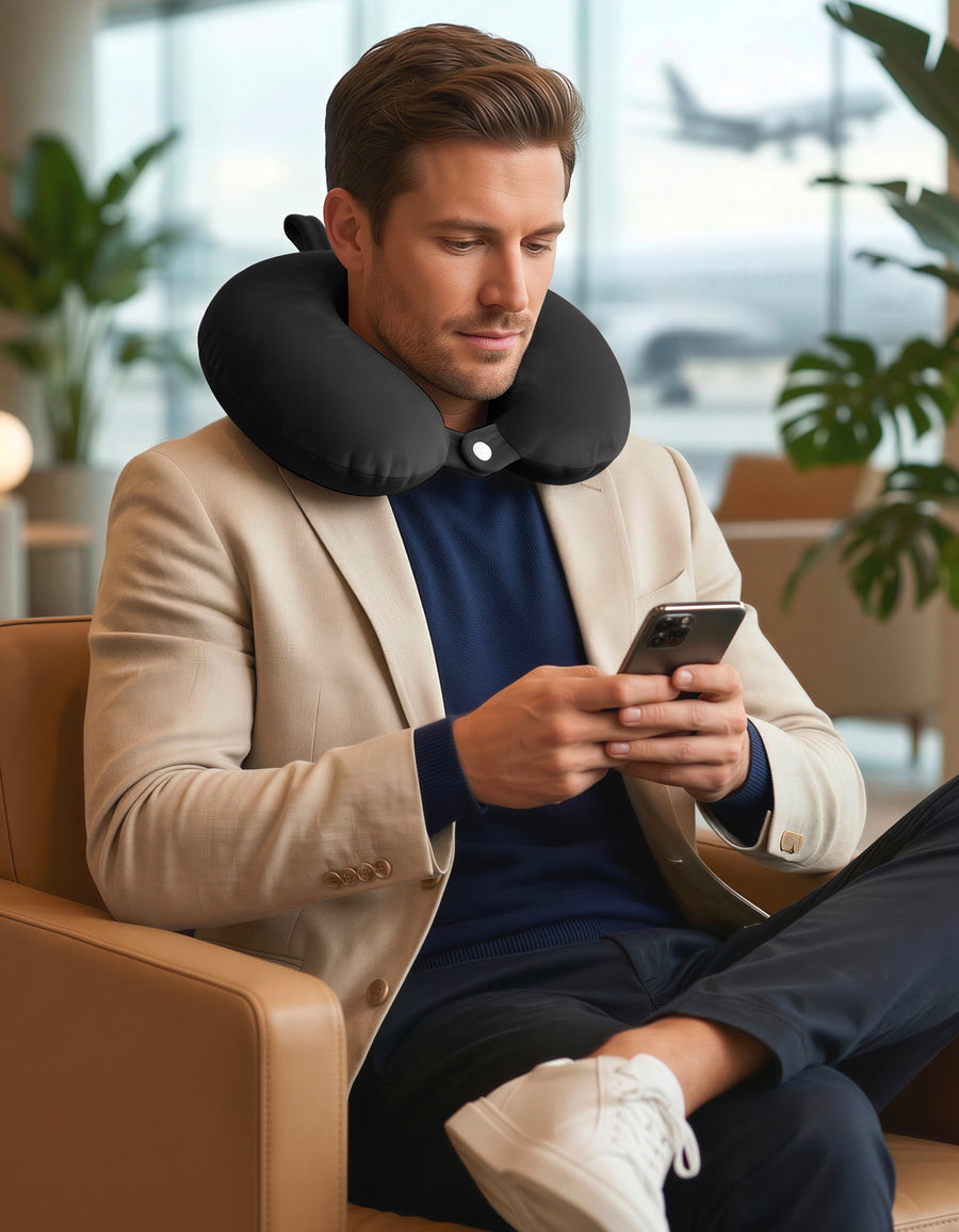 Almohada de Viaje Cervical para Cuello color Negro