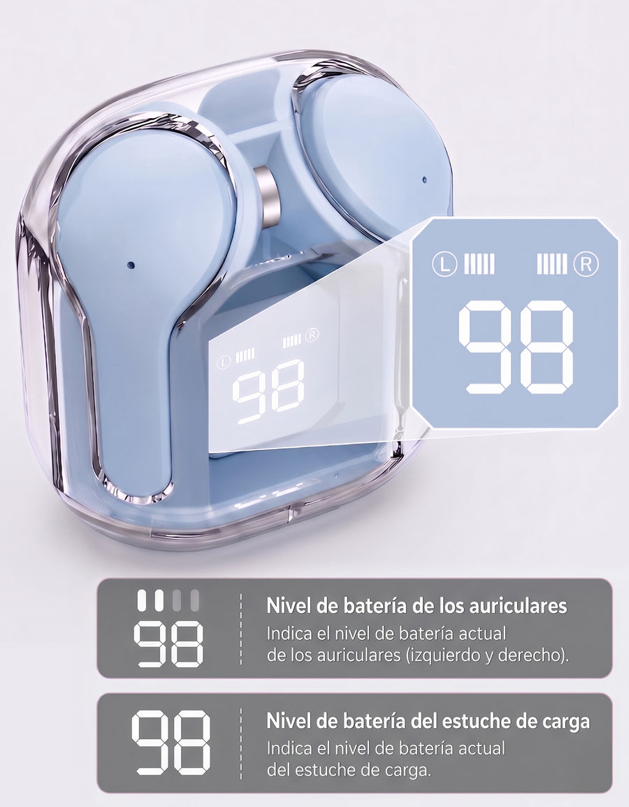 Audífonos Inalámbricos Bluetooth con Luz LED HK3 color Azul