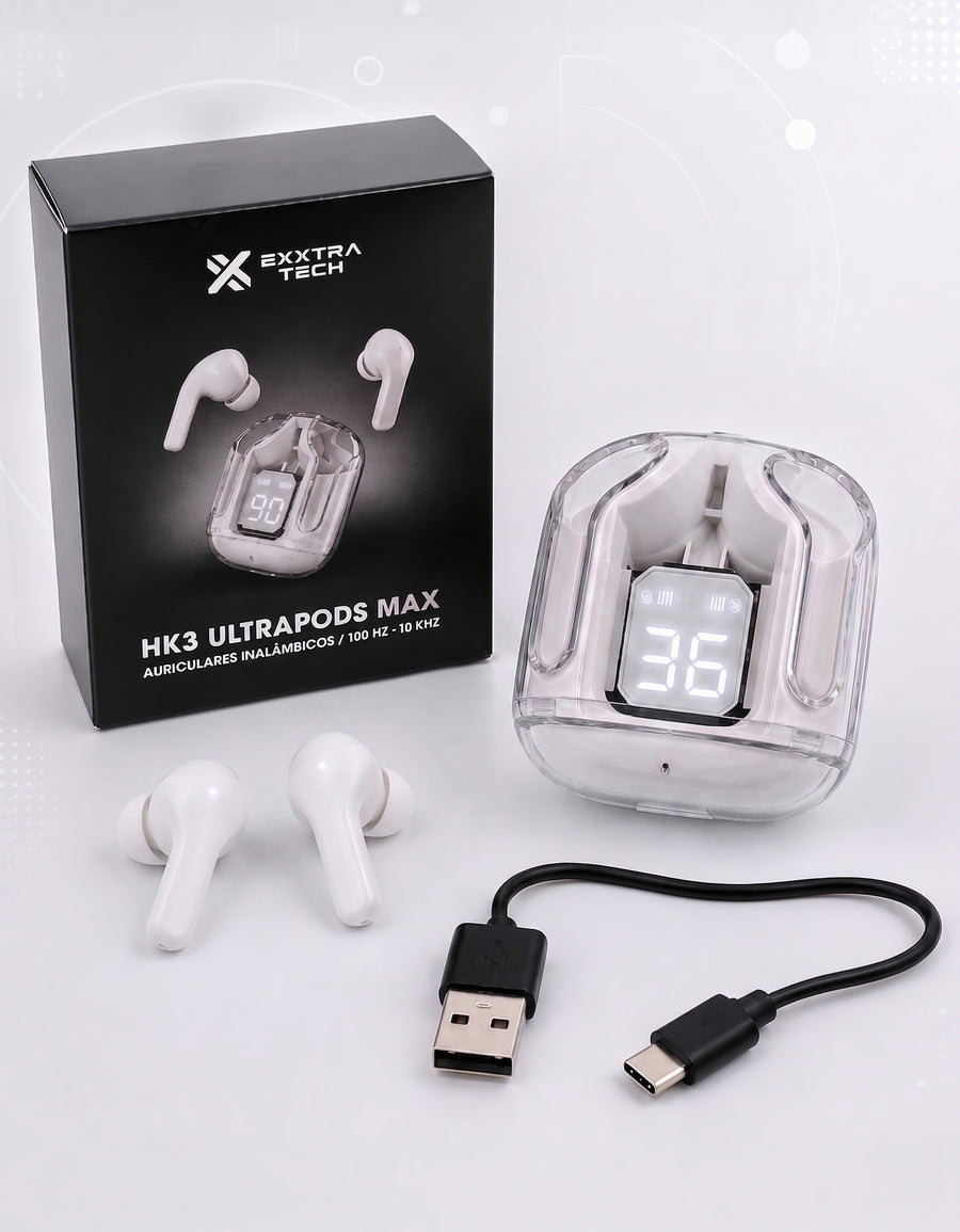 Audífonos Inalámbricos Bluetooth con Luz LED HK3 color Blanco