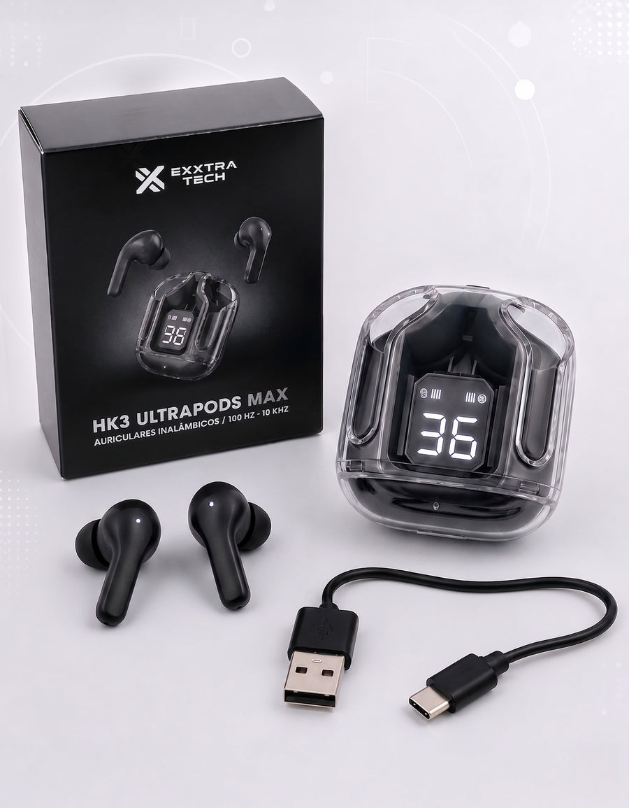 Audífonos Inalámbricos Bluetooth con Luz LED HK3 color Negro