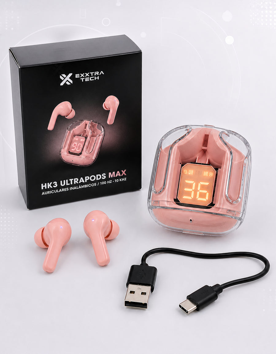 Audífonos Inalámbricos Bluetooth con Luz LED HK3 color Rosa