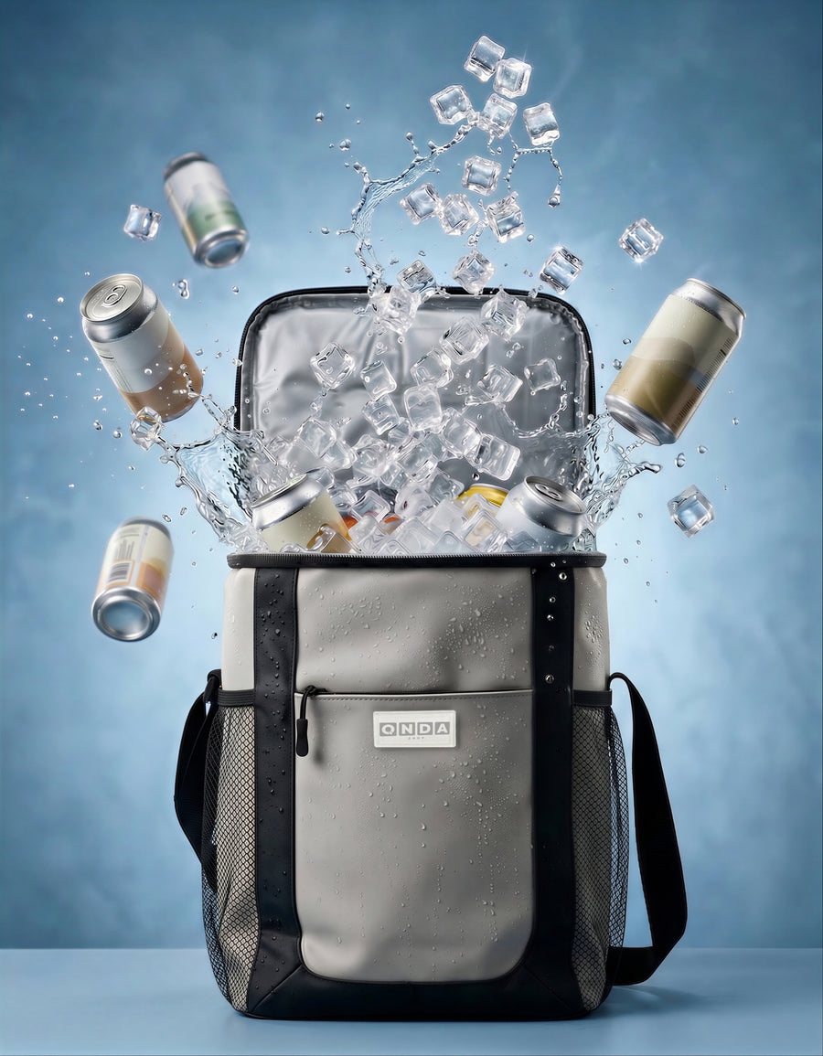 Bolsa Térmica Cooler con Bolsillos de Malla 22 × 15 × 32 cm color Gris