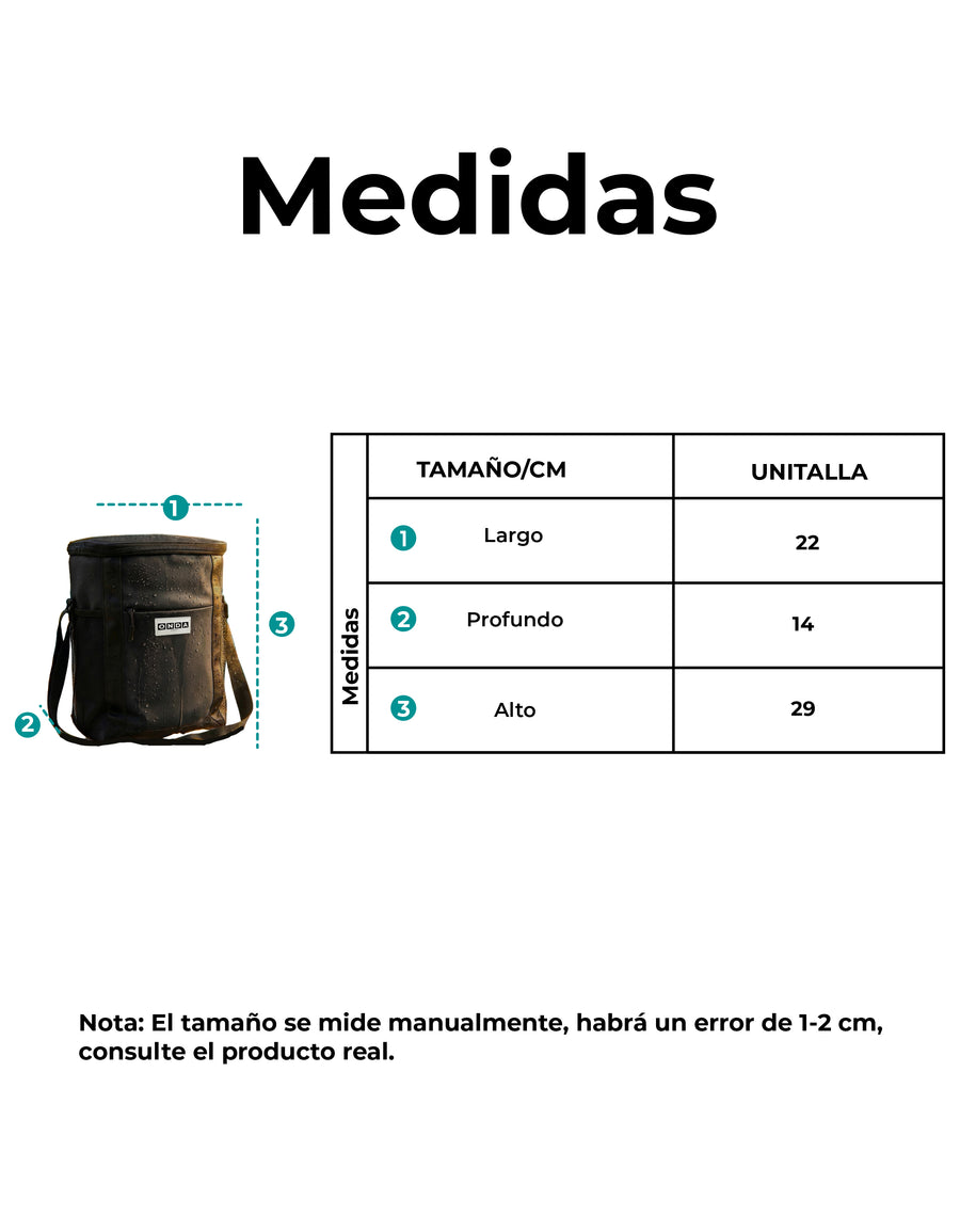 Bolsa Térmica Cooler con Bolsillos de Malla 22 × 15 × 32 cm color Negro