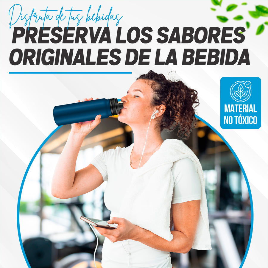 Botella Deportiva de Agua 1 Litro color Azul Marino