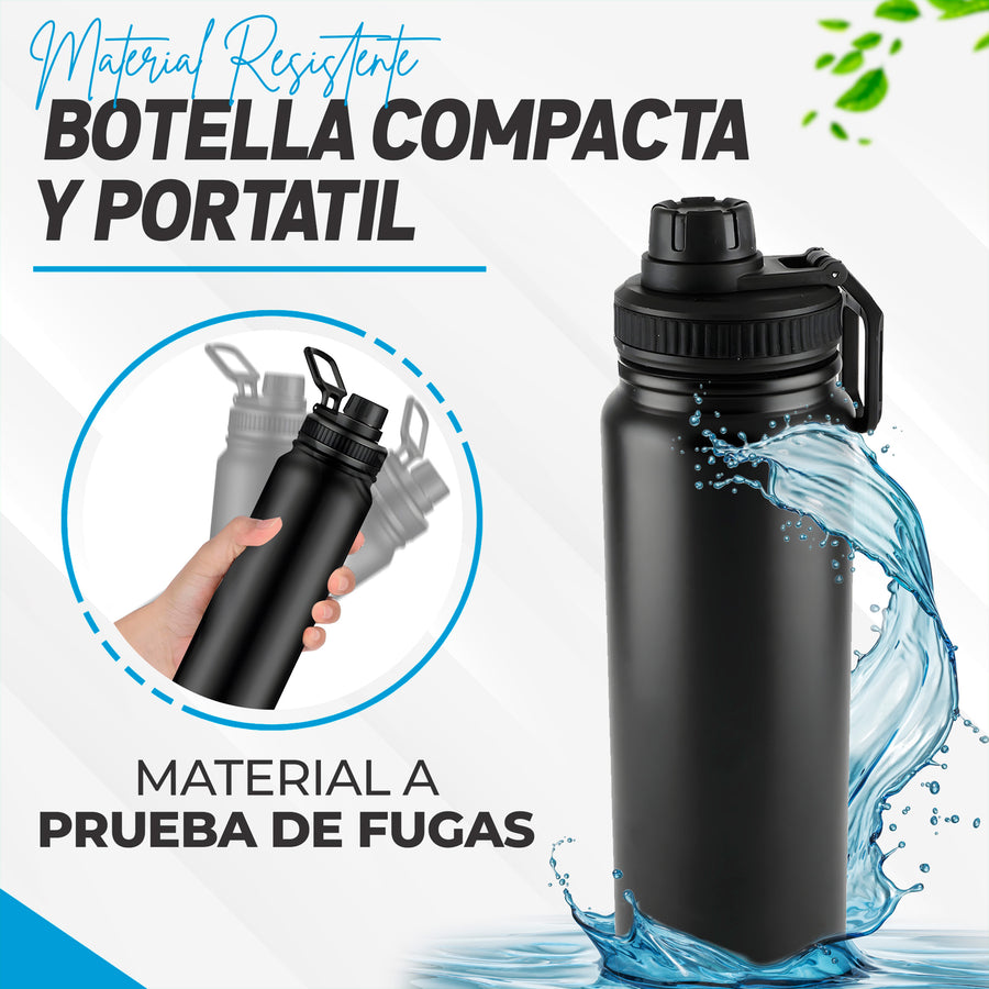 Botella Deportiva de Agua 1 Litro color Negro