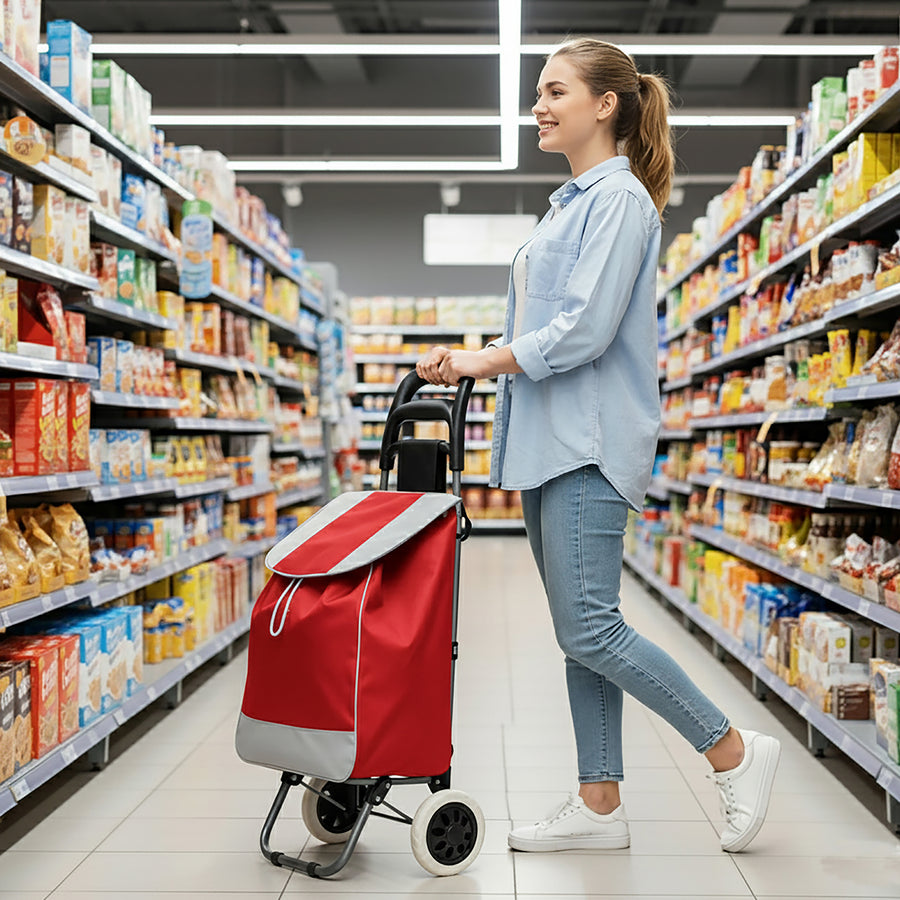 Carrito de Compras Plegable con Ruedas (Mandado) color Rojo