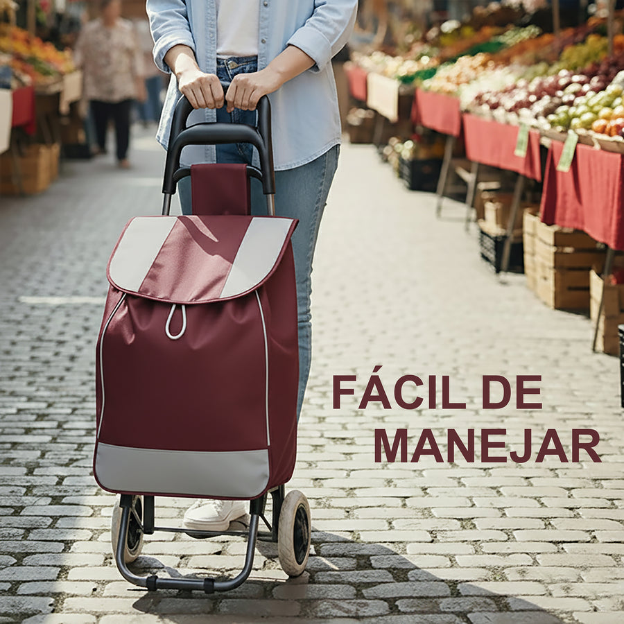 Carrito de Compras Plegable con Ruedas (Mandado) color Vino