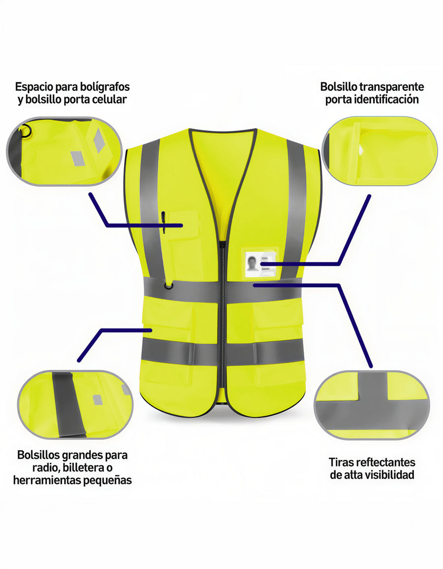 Chaleco de Seguridad Alta Visibilidad con Reflejante color Amarillo