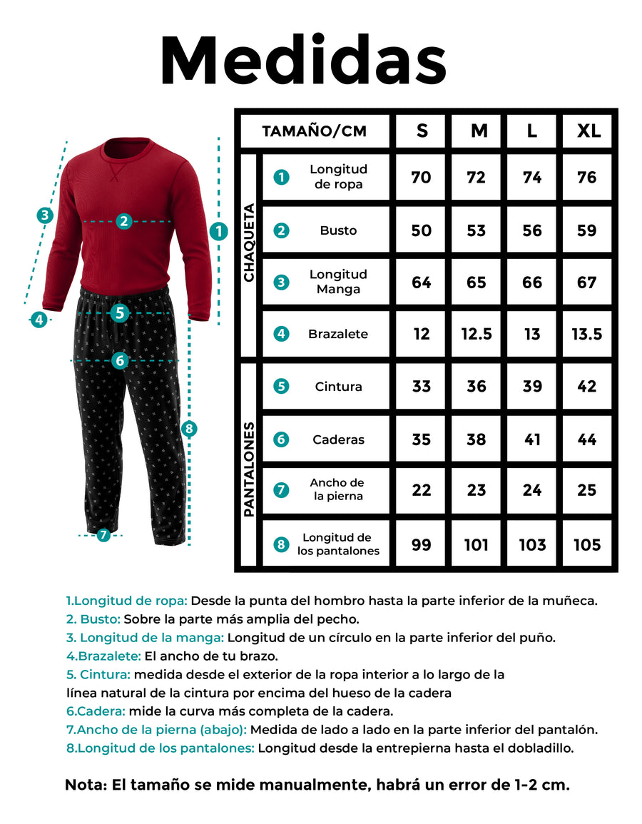 Conjunto Térmico Playera y Pants Polar · 2 Piezas (M5234) color Vino / Aviones negro