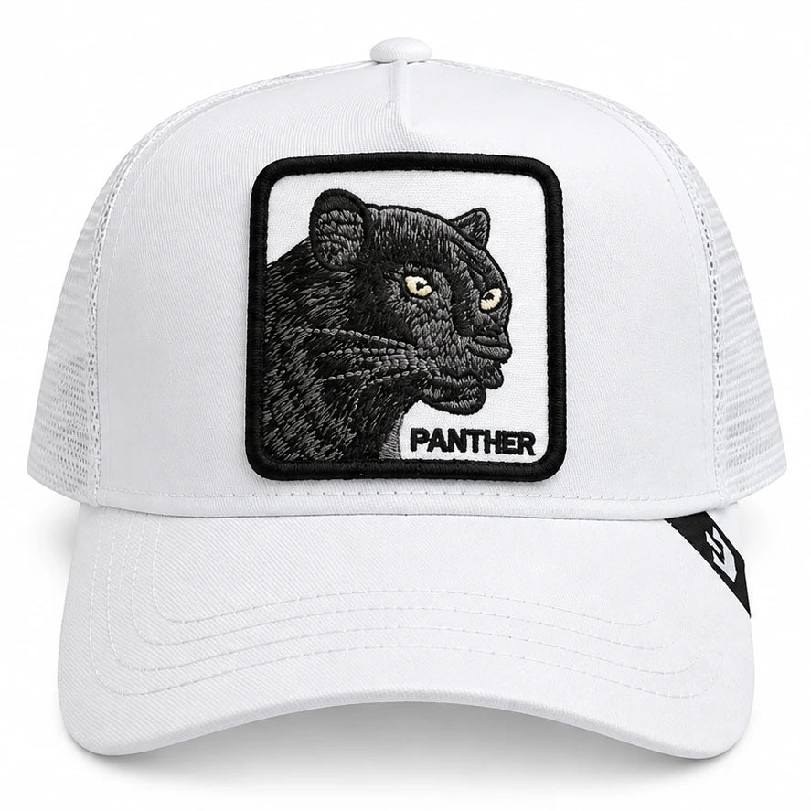 Gorra Trucker con Malla Diseño de Animales · Ajustable · Diseño Pantera blanca