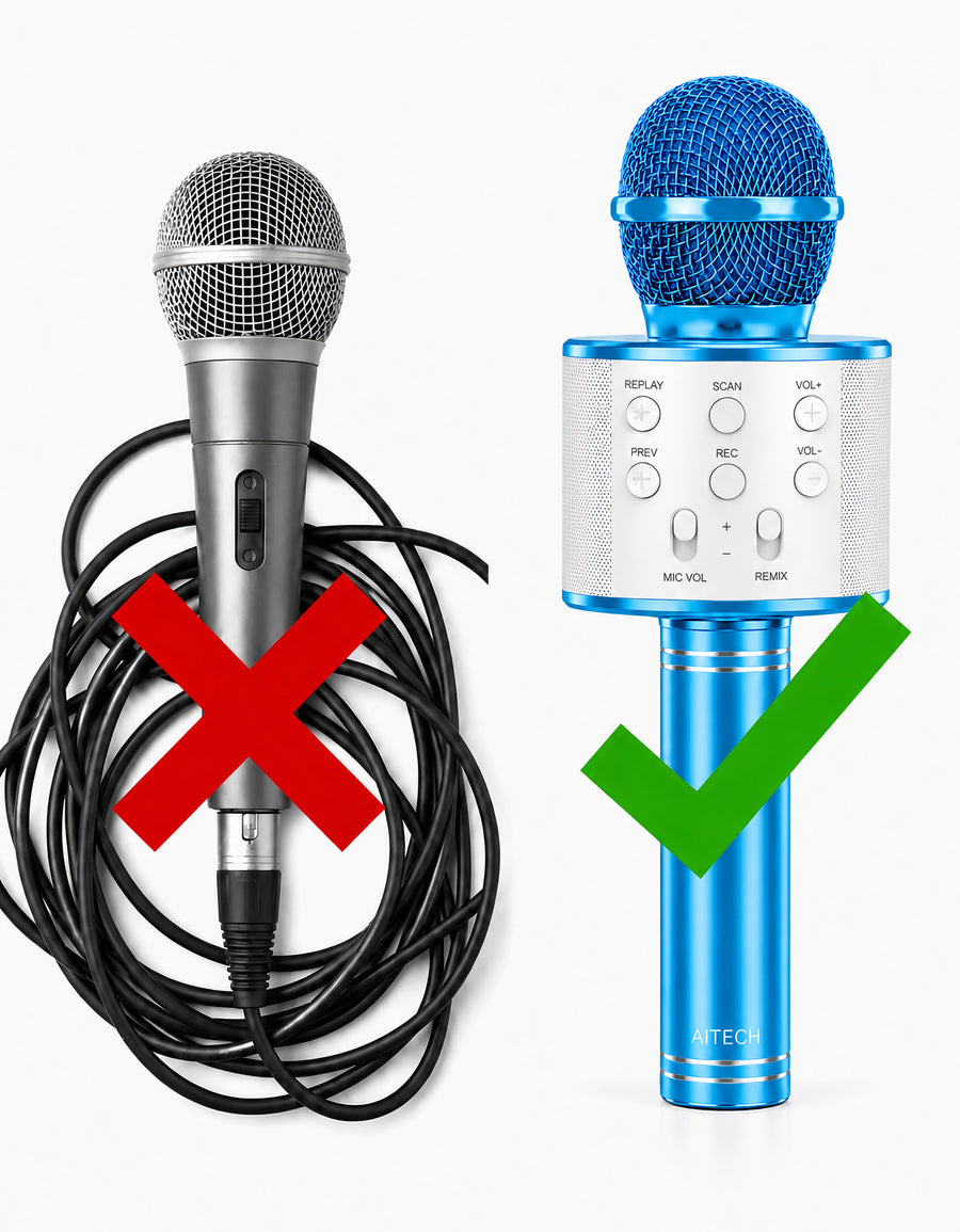 Micrófono Karaoke Bluetooth con Bocina WS858 color Azul
