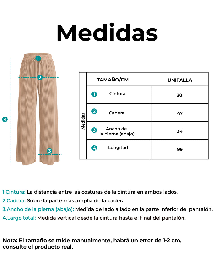 Pantalón Mujer Pierna Ancha Casual color Beige