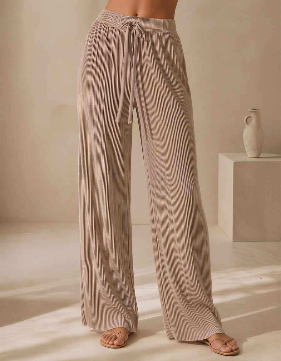 Pantalón Mujer Pierna Ancha Casual color Café