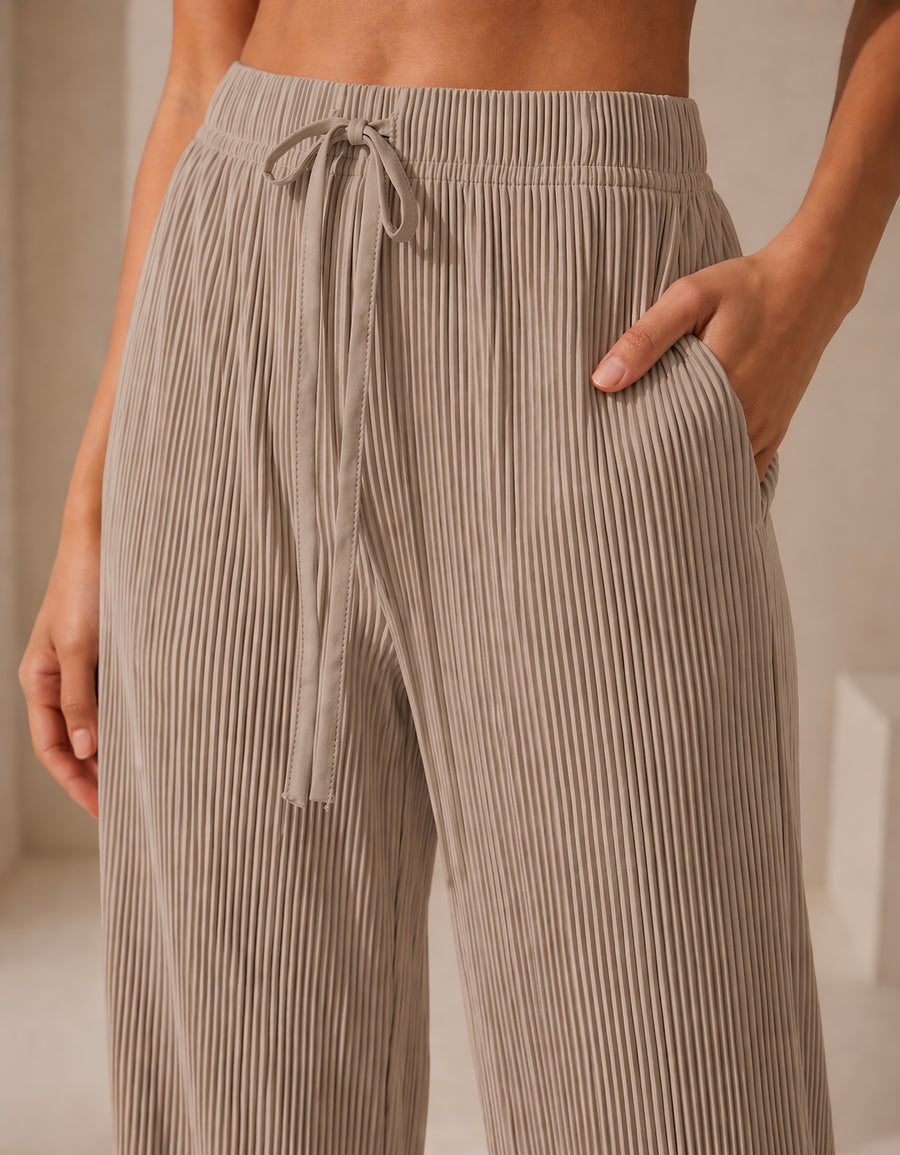 Pantalón Mujer Pierna Ancha Casual color Café