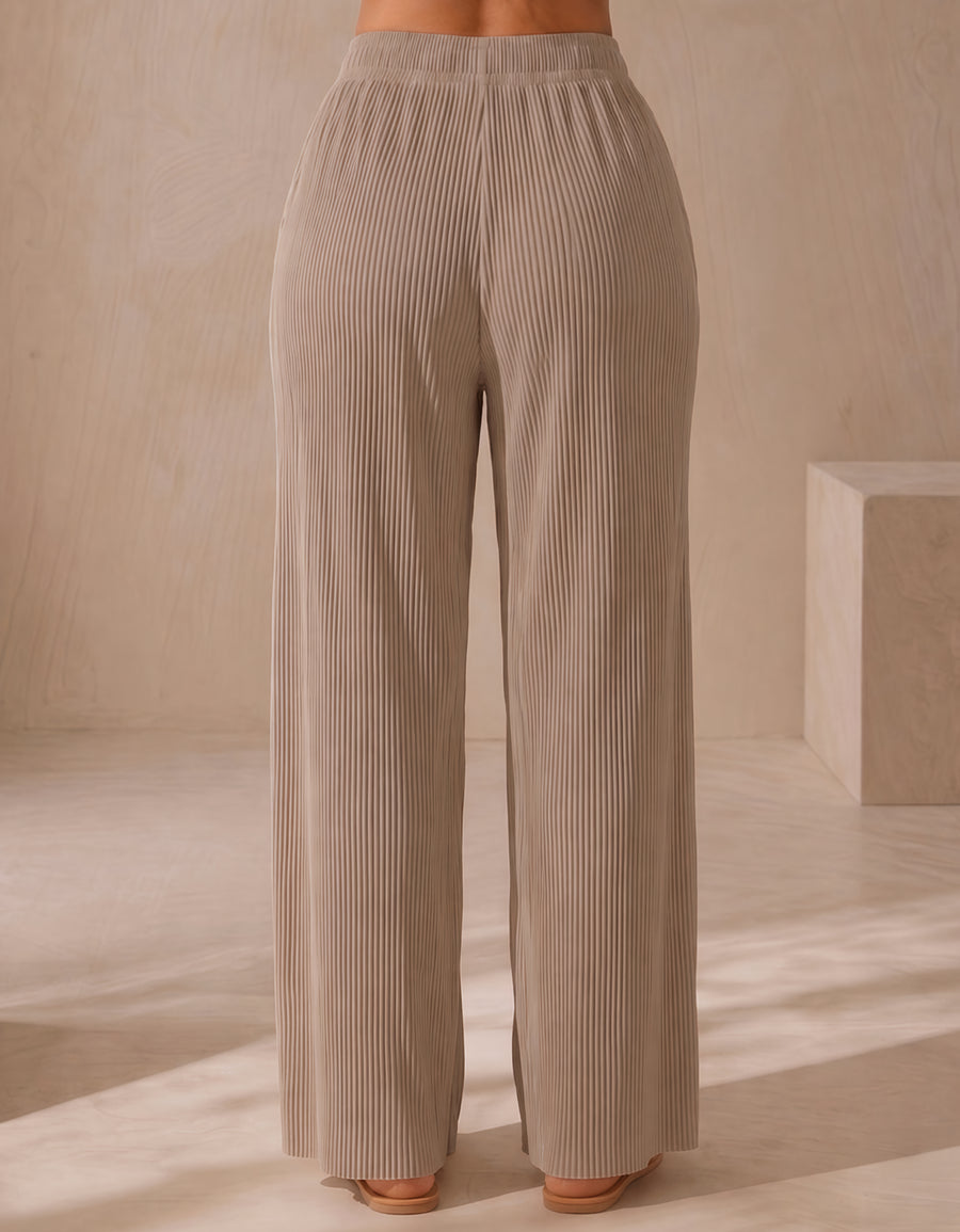 Pantalón Mujer Pierna Ancha Casual color Café