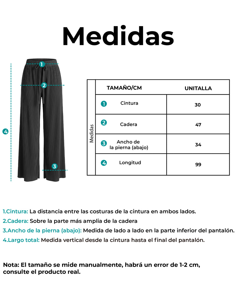 Pantalón Mujer Pierna Ancha Casual color Negro