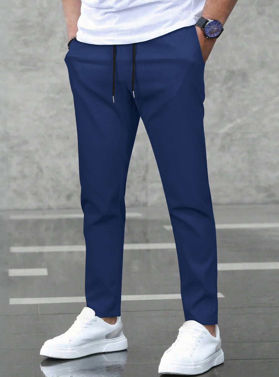 Pantalones Jogger Slim Fit Hombre Deportivos Casuales color Azul