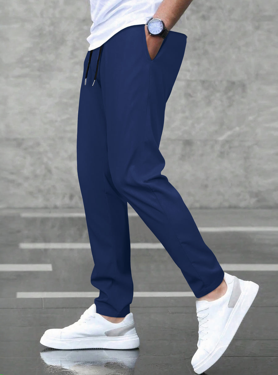 Pantalones Jogger Slim Fit Hombre Deportivos Casuales color Azul