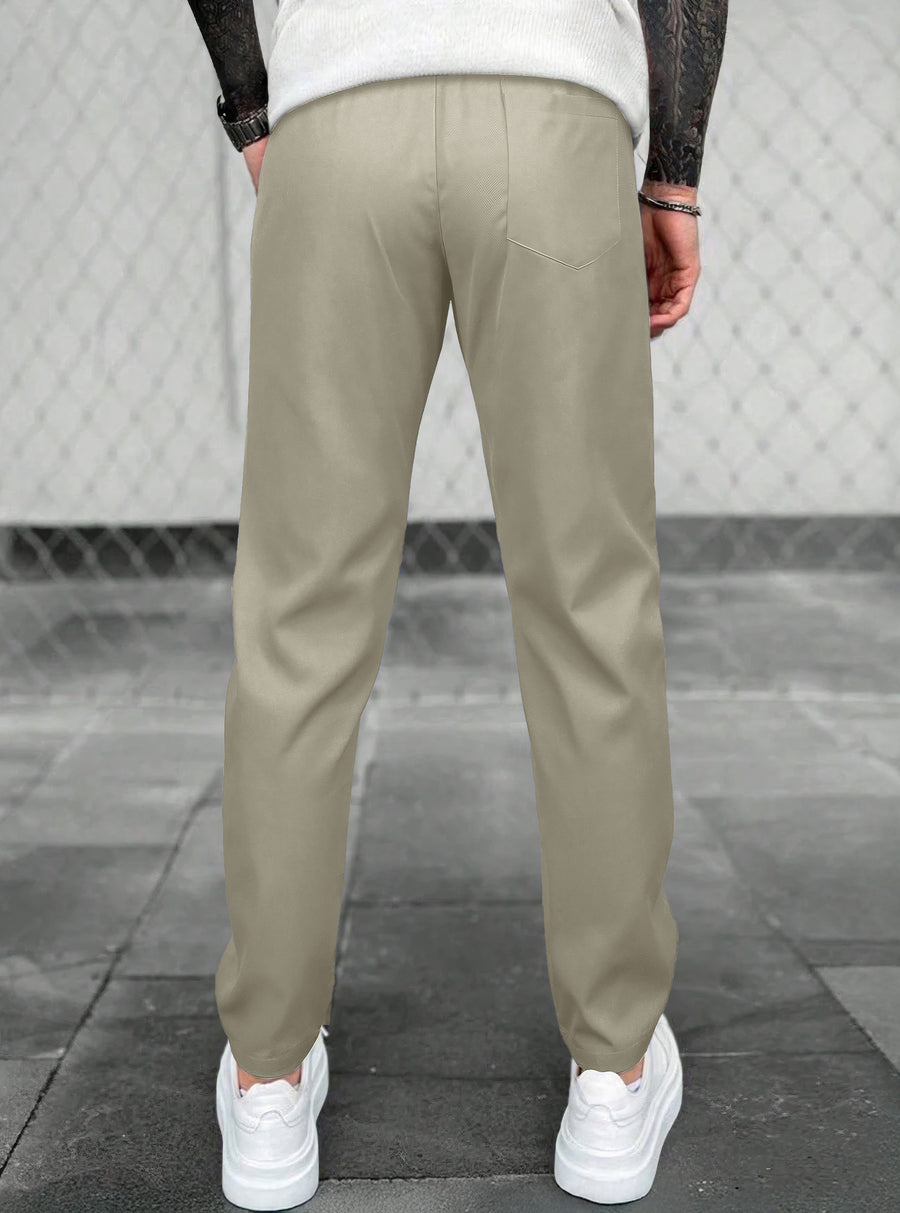 Pantalones Jogger Slim Fit Hombre Deportivos Casuales color Beige