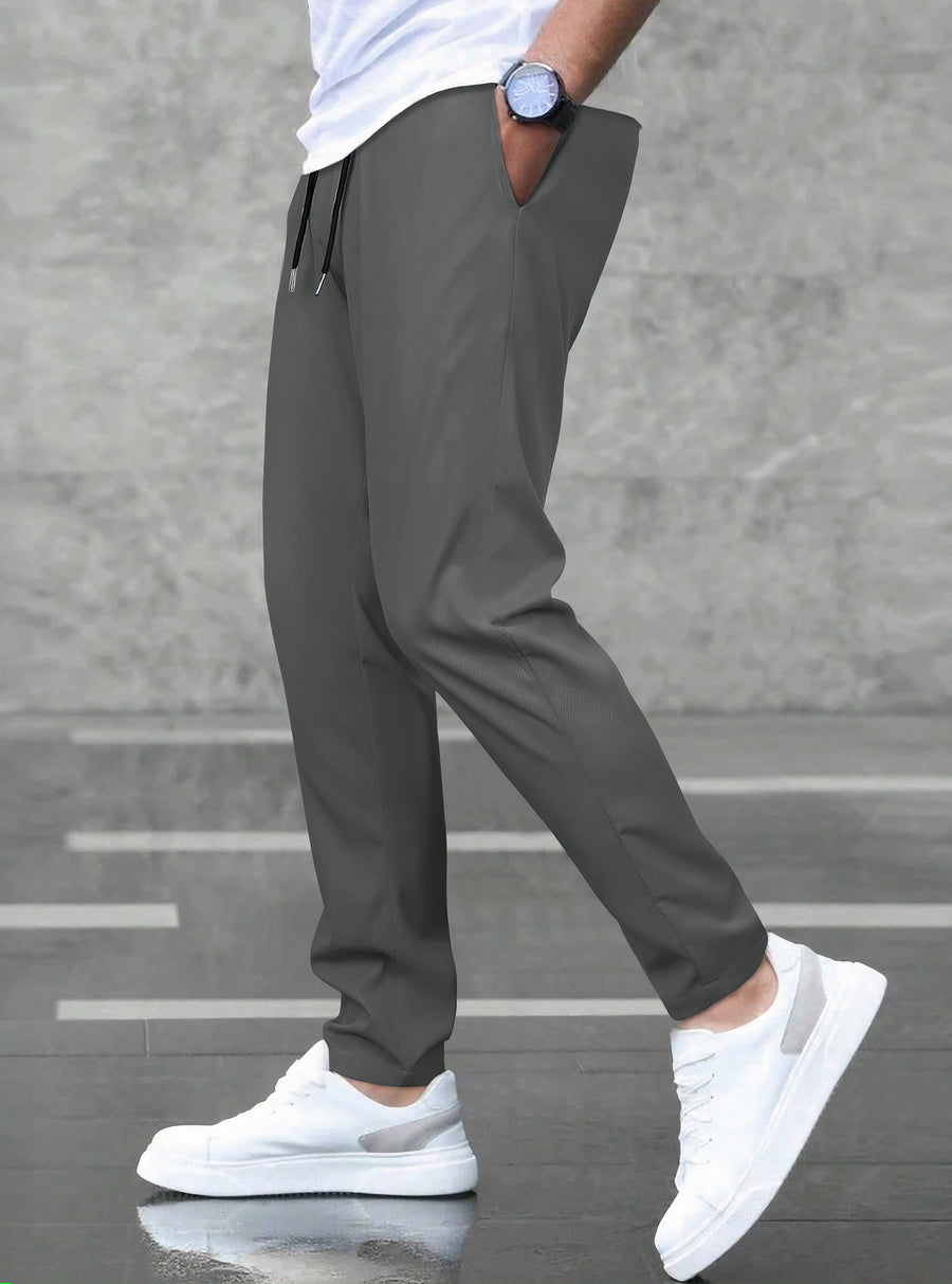 Pantalones Jogger Slim Fit Hombre Deportivos Casuales color Gris
