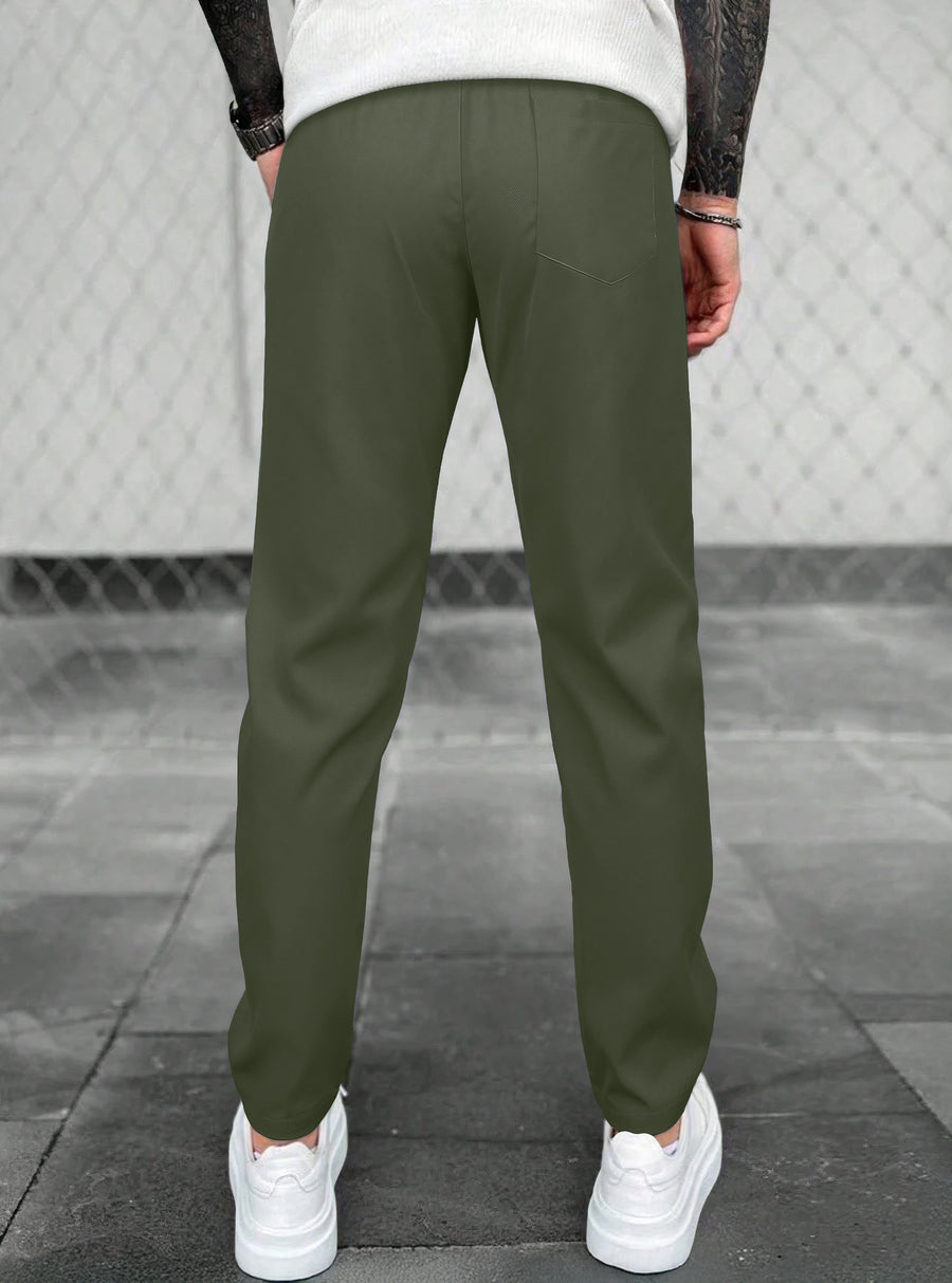 Pantalones Jogger Slim Fit Hombre Deportivos Casuales color Verde Militar
