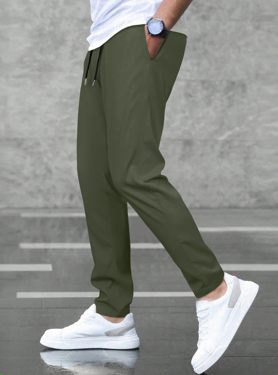 Pantalones Jogger Slim Fit Hombre Deportivos Casuales color Verde Militar