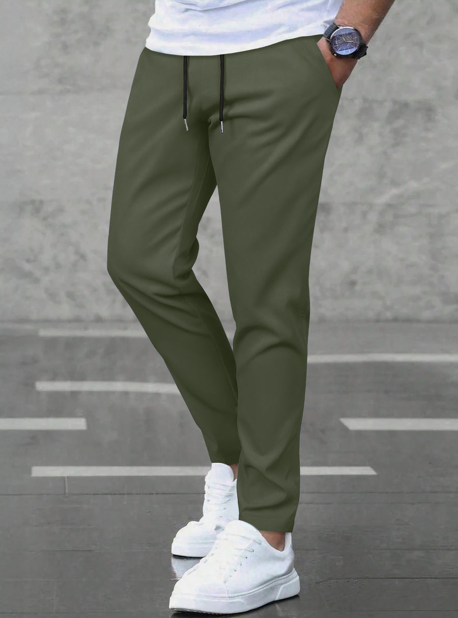 Pantalones Jogger Slim Fit Hombre Deportivos Casuales color Verde Militar