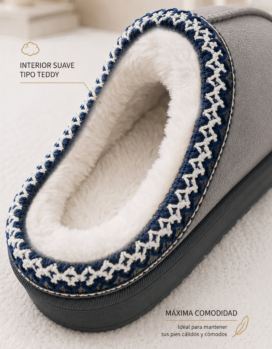 Pantuflas Cerradas Suaves Antiderrapantes color Gris