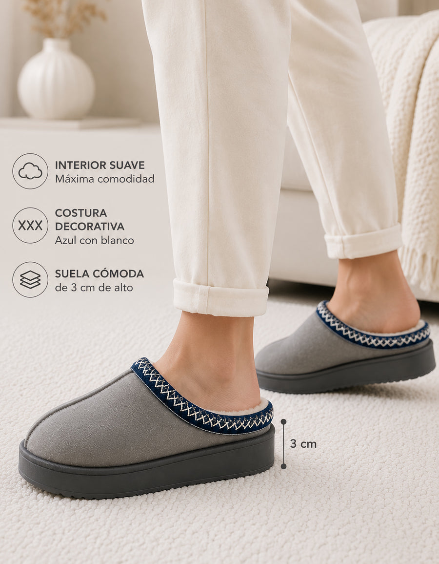 Pantuflas Cerradas Suaves Antiderrapantes color Gris