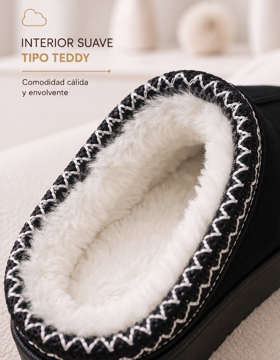 Pantuflas Cerradas Suaves Antiderrapantes color Negro