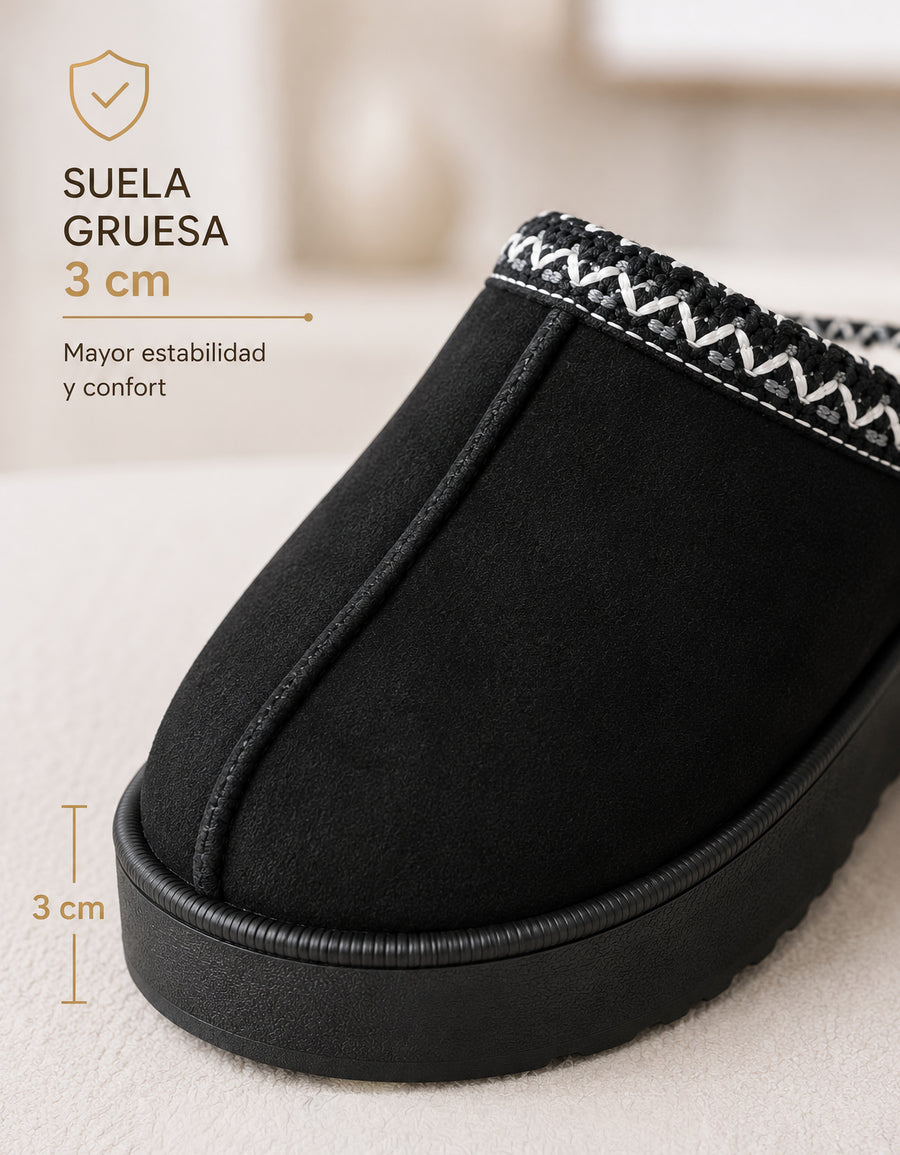 Pantuflas Cerradas Suaves Antiderrapantes color Negro