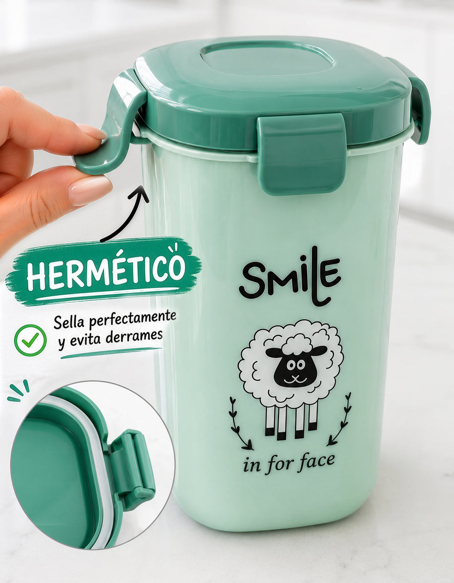 Set Contenedor de Comida y Vaso · Lonchera Escolar color Verde
