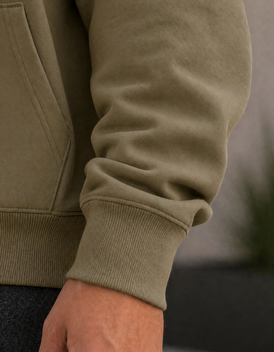 Sudadera Hombre Hoodie con Capucha Fleece · Bolsillo Canguro color Taupe