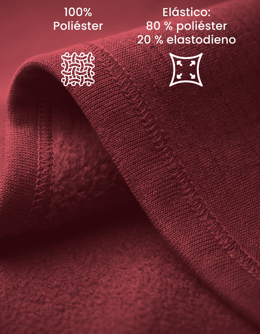 Sudadera Hombre Hoodie con Capucha Fleece · Bolsillo Canguro color Vino
