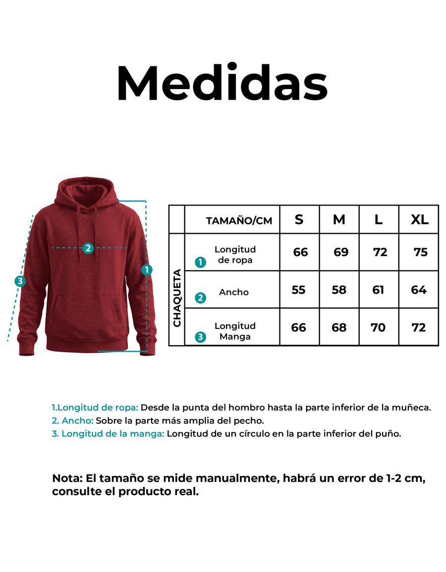 Sudadera Hombre Hoodie con Capucha Fleece · Bolsillo Canguro color Vino