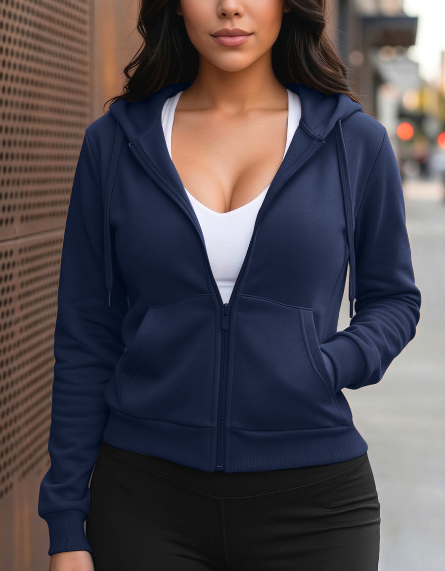 Sudadera Mujer Cuello Redondo Fleece color Azul Marino