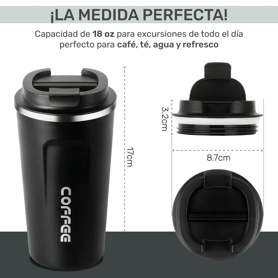 Taza Térmica para Café 510 ml con Tapa color Negro